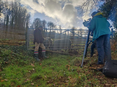 Trust Director Julian Carnell being interviewed by an ITV film crew about rewilding