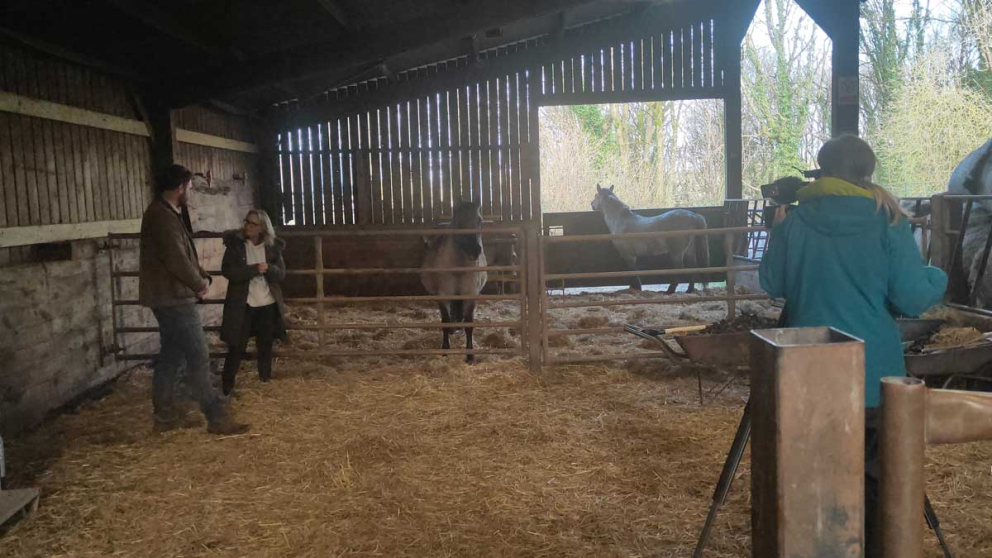 Ambios Director Jack Skuse being interviewed by an ITV film crew about rewilding