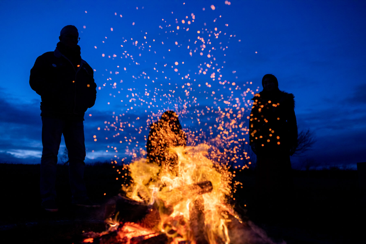 Fire circle at Burials on Sharpham Trust