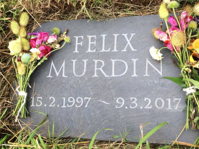 Headstone at Sharpham Meadow natural burial ground