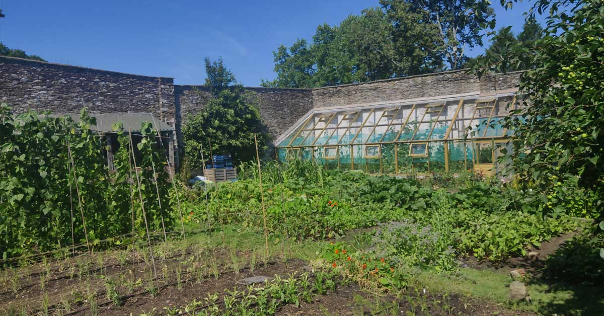 Inside the Walled Garden at The Sharpham Trust mindfulness retreat centre