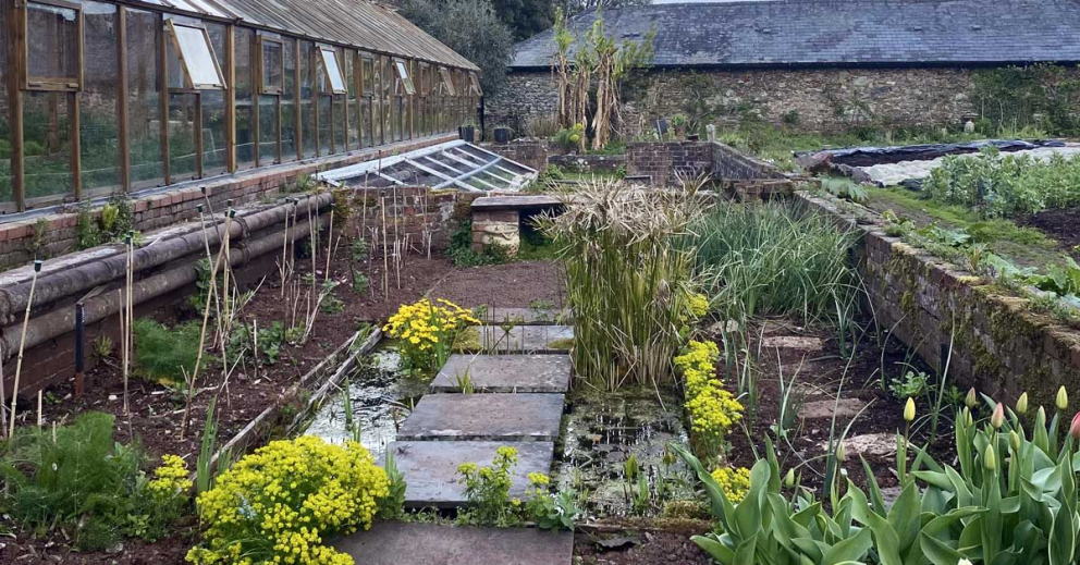 Inside the Walled Garden at The Sharpham Trust mindfulness retreat centre