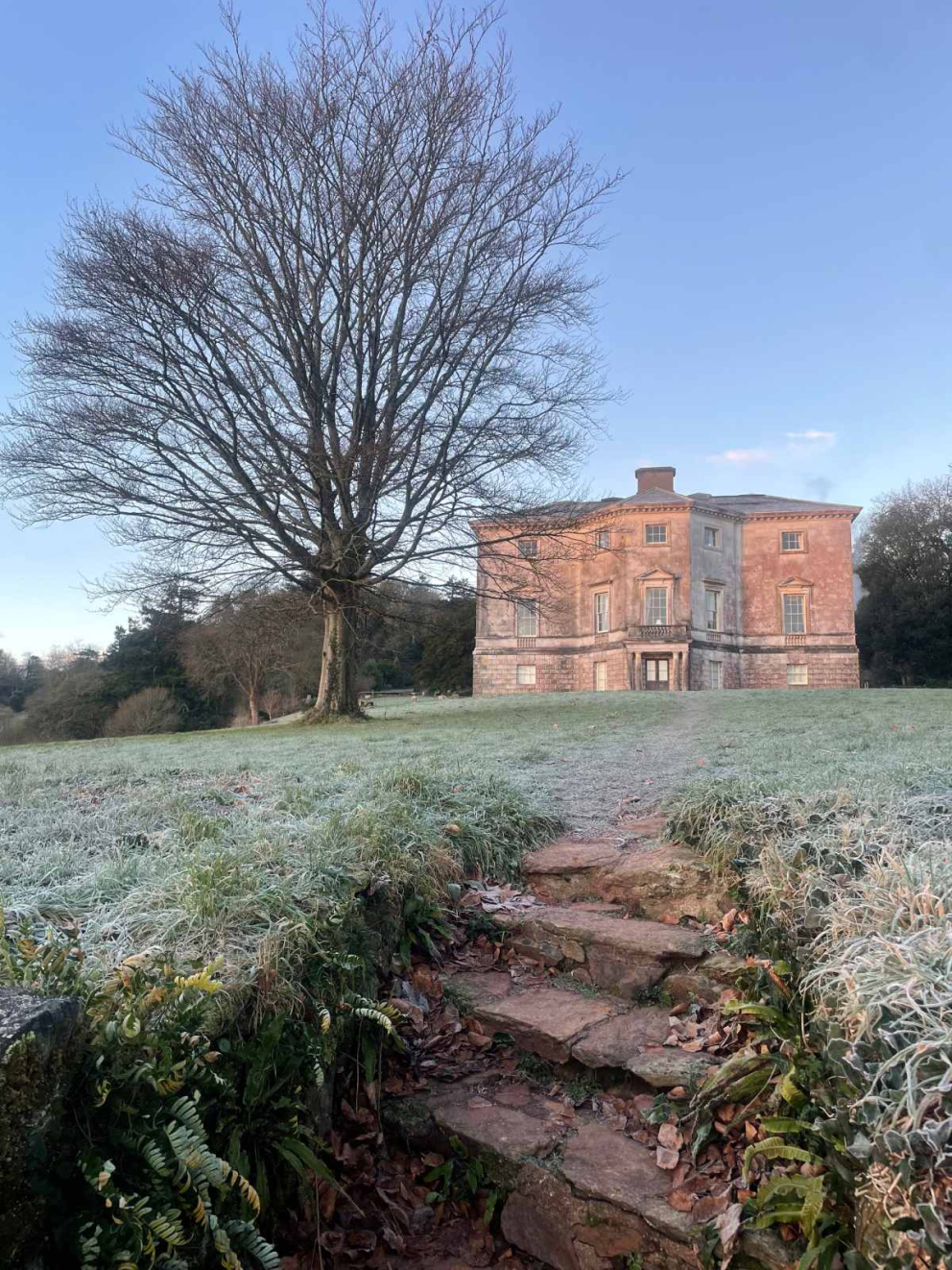Sharpham House in winter light