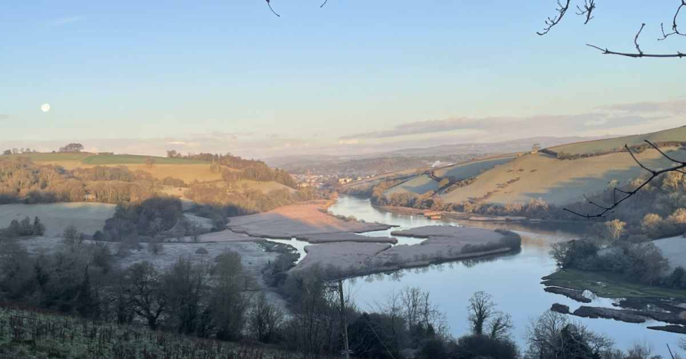 The view of the River Dart up to Totnes, from Sharpham Drive