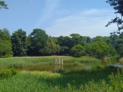 Jacob Lane art in the Reflecting Pool at Sharpham House