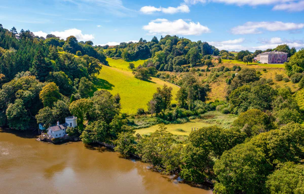 The Bathing House with Sharpham House  on The Sharpham Estate
