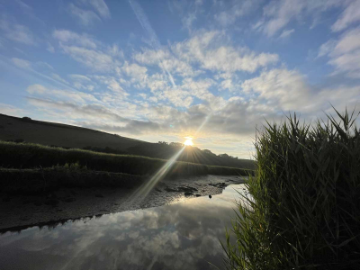 Sunrise from the reedbeds on the Sharpham Estate