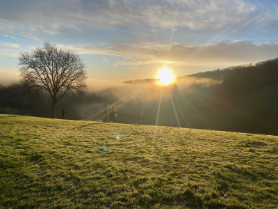 Sunrise from the South Lawn at Sharpham House