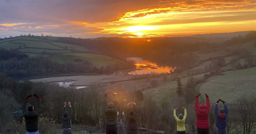 Qigong sunrise at The Barn at The Sharpham Trust