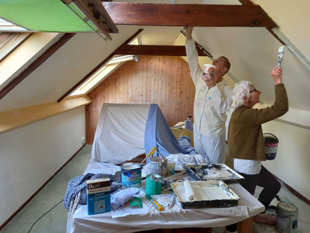 Painting on the Buddhist Barn work retreat