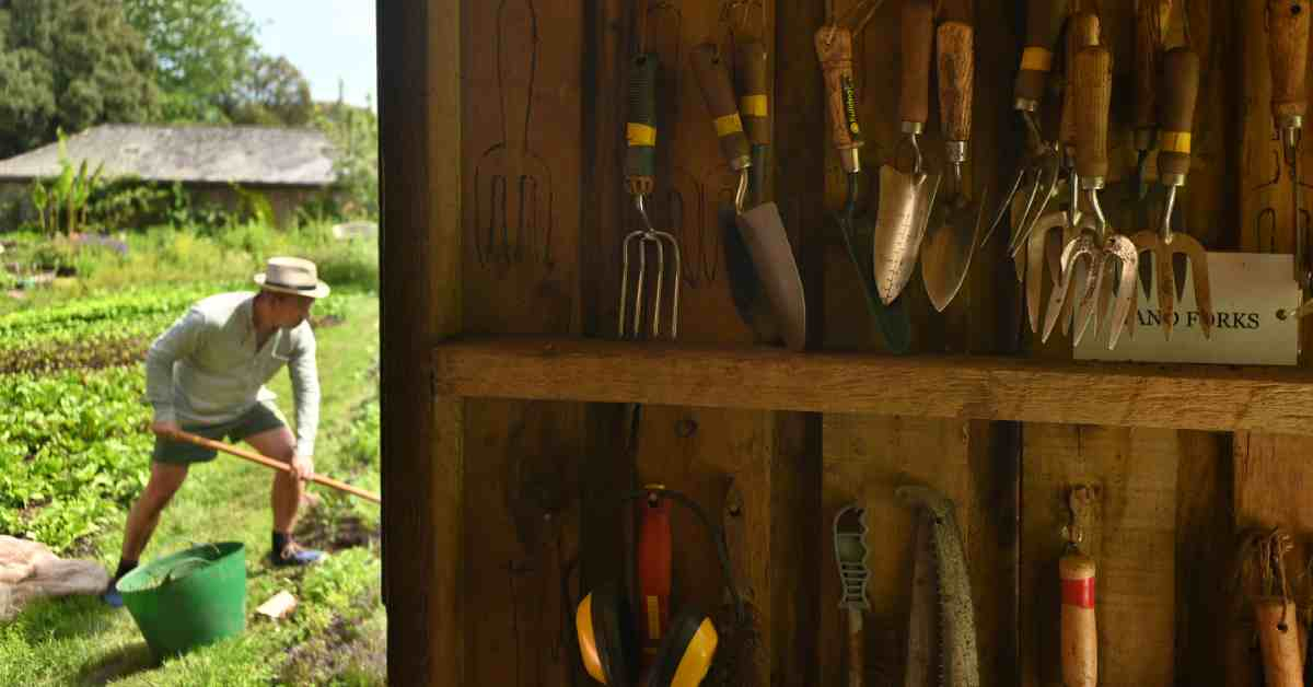 Mindful gardening in the Walled Garden on retreat at The Sharpham Trust
