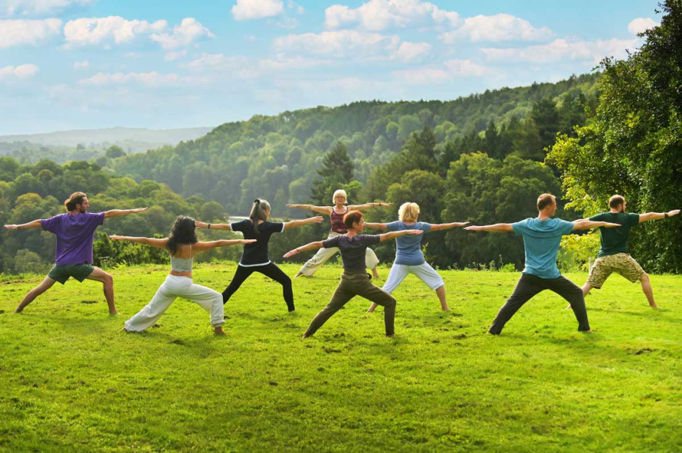 Yoga in nature meditation retreats at The Sharpham Trust