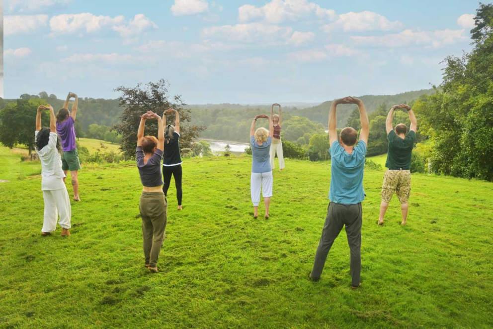Yoga in nature meditation retreats at The Sharpham Trust