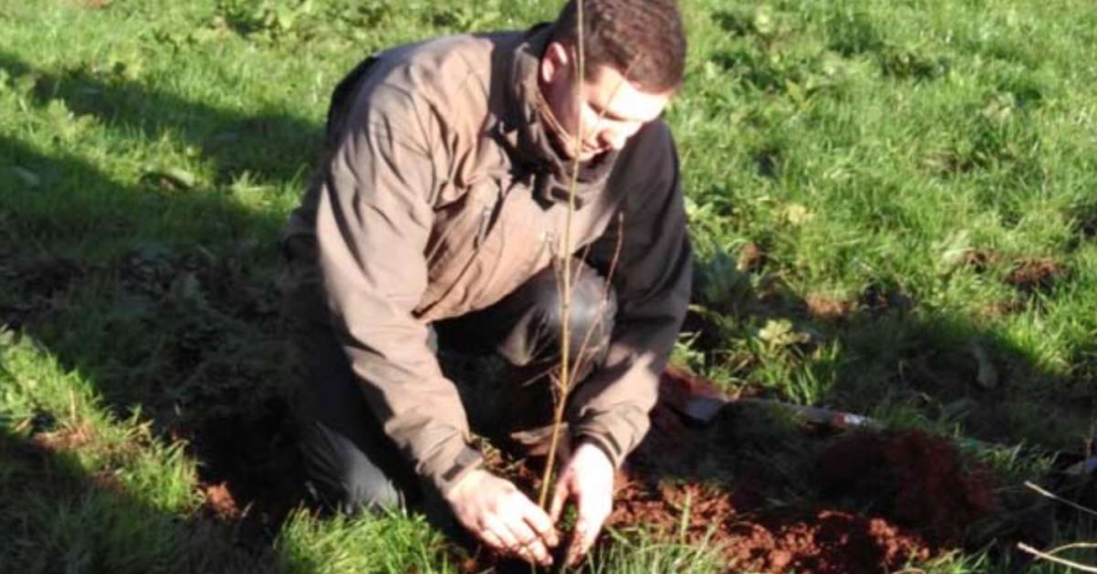 Young people's tree planting mindfulness retreat at Sharpham