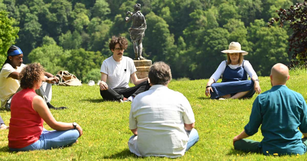 Summer retreats at The Coach House allow for outdoor meditation in our beautiful and peaceful Sharpham grounds