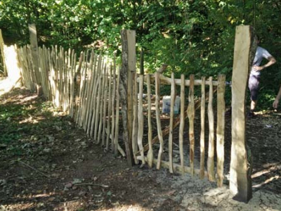 Volunteers make a new fence for The Sharpham Estate