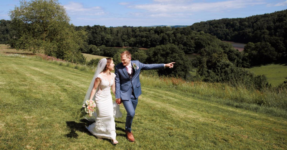 James & Katherine in the stunning grounds of Sharpham House