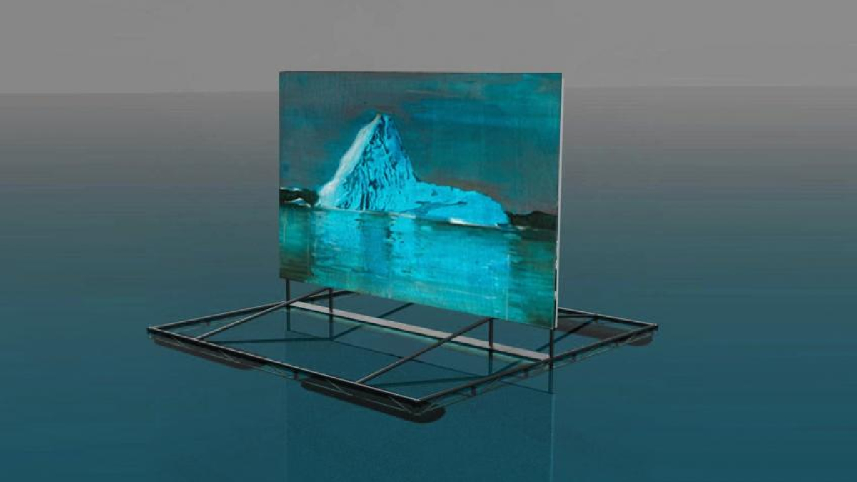 A floating painting panel mock-up