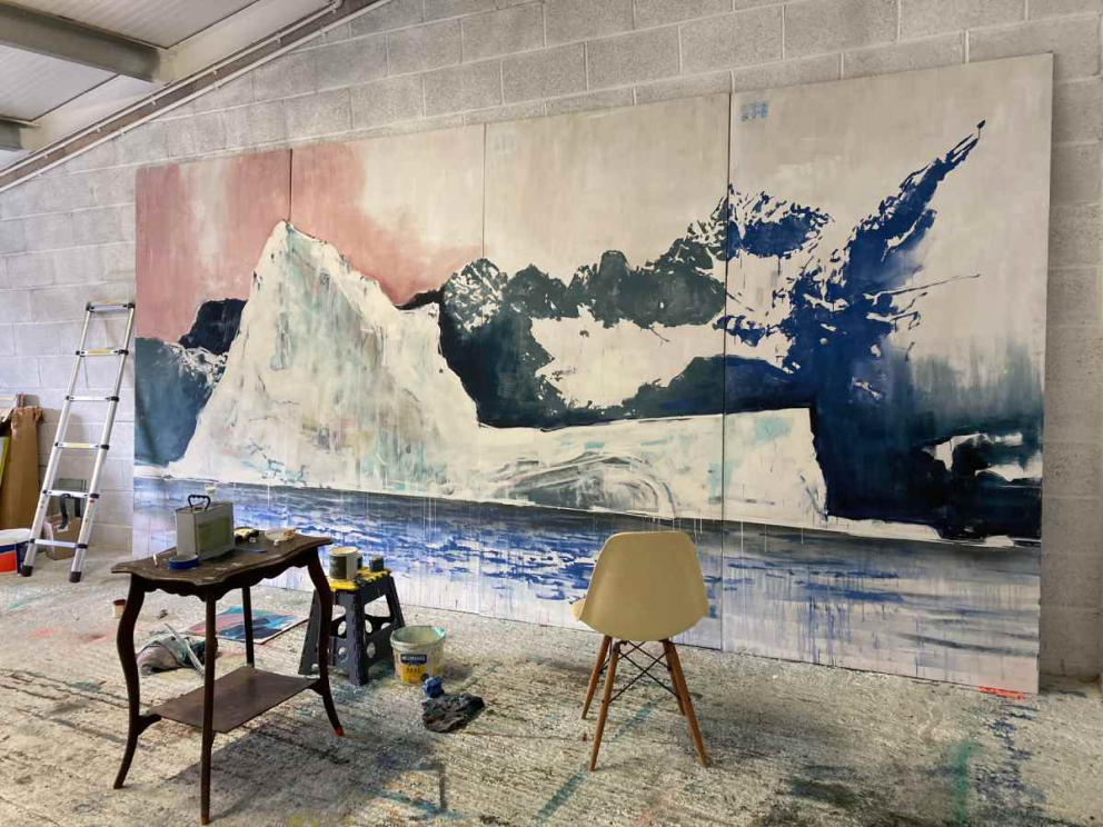 A canvas being painted by Anthony Garratt for The Melt project