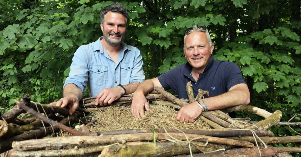 Presenter Jules Hudson joins Jack Skuse, from our rewilding partners Ambios, in making an osprey nest for the BBC's Escape to the Country property show