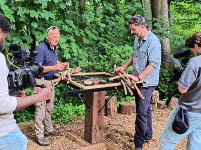 Presenter Jules Hudson joins Jack Skuse, from our rewilding partners Ambios, in making an osprey nest for the BBC's Escape to the Country property show