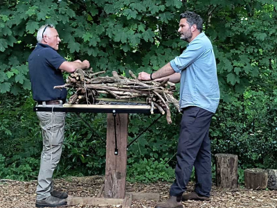 Presenter Jules Hudson joins Jack Skuse, from our rewilding partners Ambios, in making an osprey nest for the BBC's Escape to the Country property show