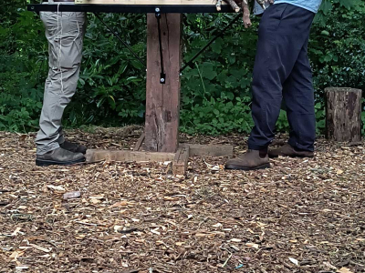 Presenter Jules Hudson joins Jack Skuse, from our rewilding partners Ambios, in making an osprey nest for the BBC's Escape to the Country property show