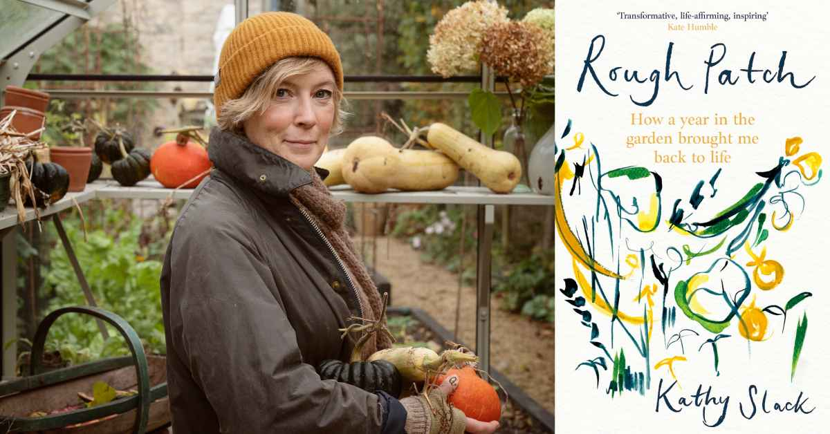 Author Kathy Slack, who has written about The Sharpham Trust Walled Garden in her book Rough Patch