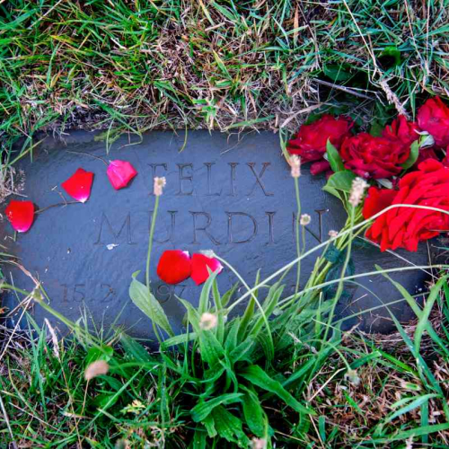 The grave of Felix Murdin at The Green Hill - Sharpham Meadow natural burial ground