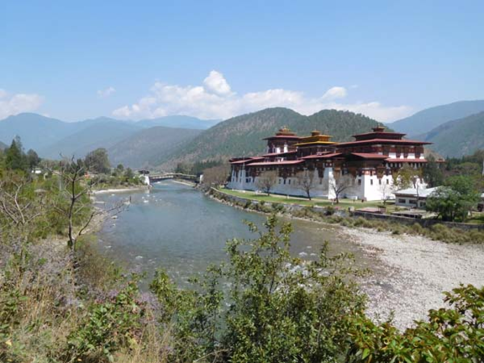 Punaka Dzong - part-temple, part-fortress - witnessed by Sharpham Trust Director Julian Carnell on his visit to Bhutan