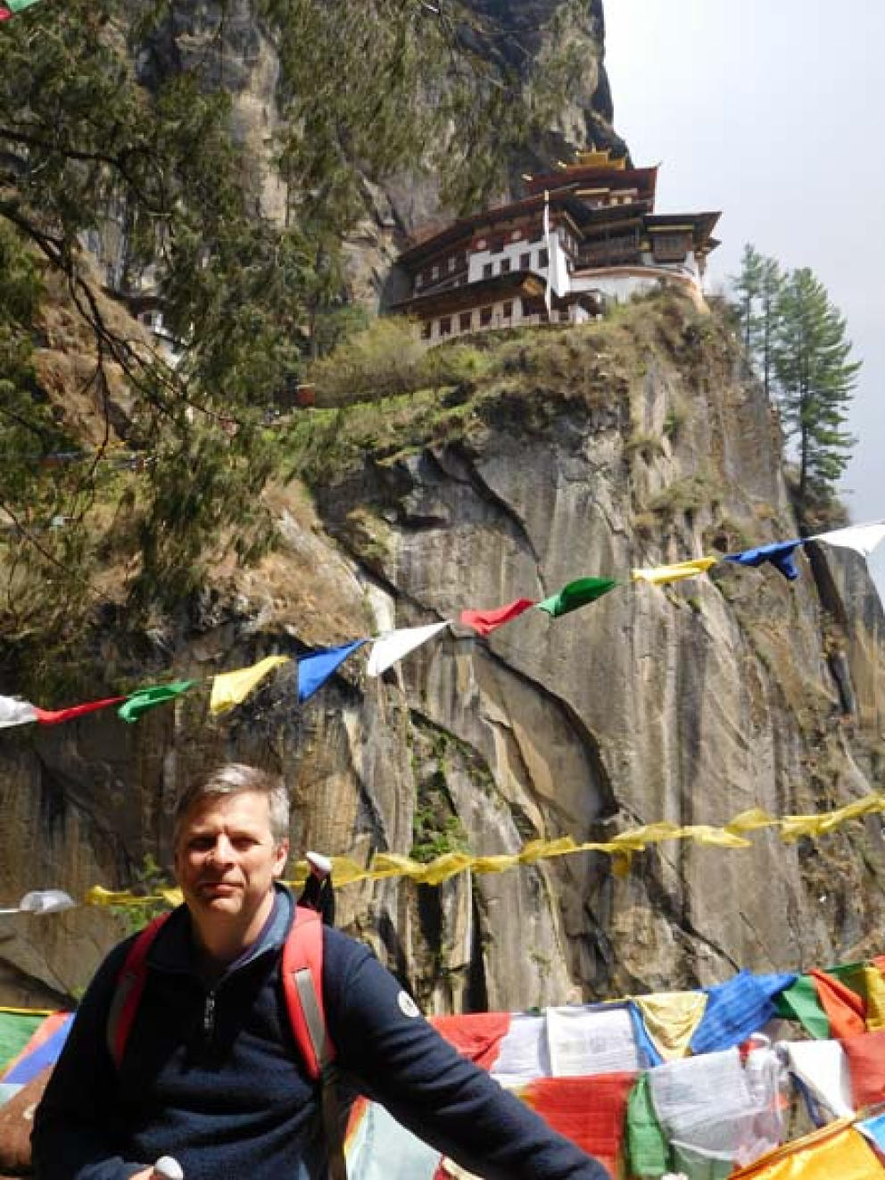 Sharpham Trust Director Julian Carnell at the Tiger's Nest in Bhutan