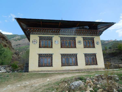 A traditional house design - witnessed by Sharpham Trust Director Julian Carnell on his visit to Bhutan