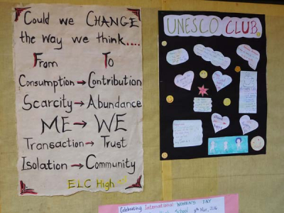 Schoolchildren's Gross National Happiness messages - witnessed by Sharpham Trust Director Julian Carnell on his visit to Bhutan