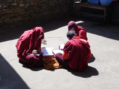 Girls studying at a nunnery - witnessed by Sharpham Trust Director Julian Carnell on his visit to Bhutan