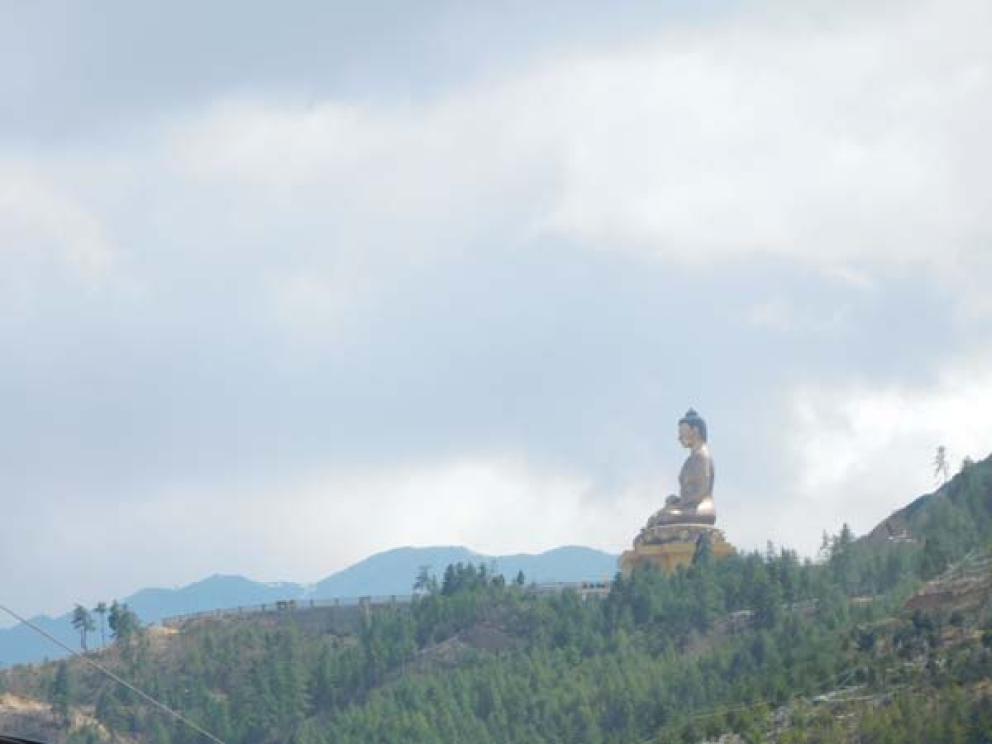 The Golden Buddha overlooking the capital - witnessed by Sharpham Trust Director Julian Carnell on his visit to Bhutan