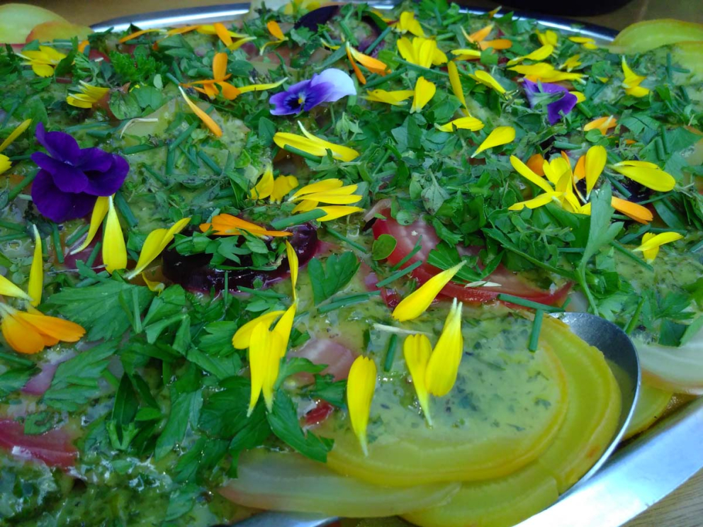 One of the delicious offerings at the Harvest Feast in the Walled Garden at Sharpham House