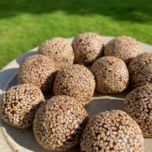 Tahini cacao balls - gluten-free & vegan and made in Sharpham House's kitchens