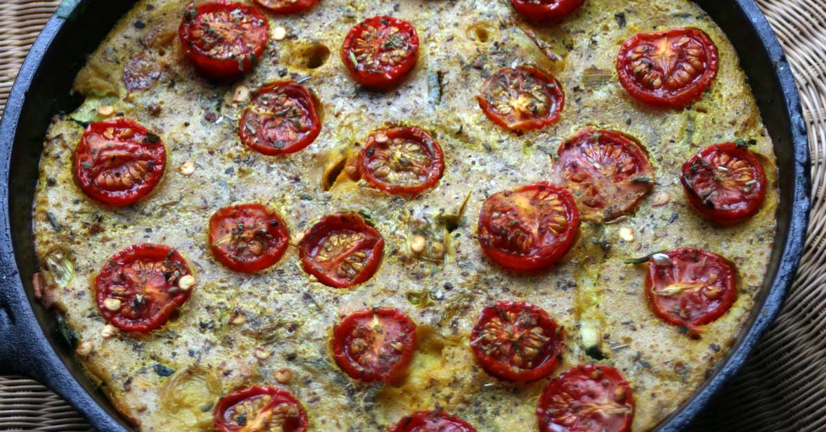 Courgette Socca, a version of a recipe that features in our Sharpham House cookbook