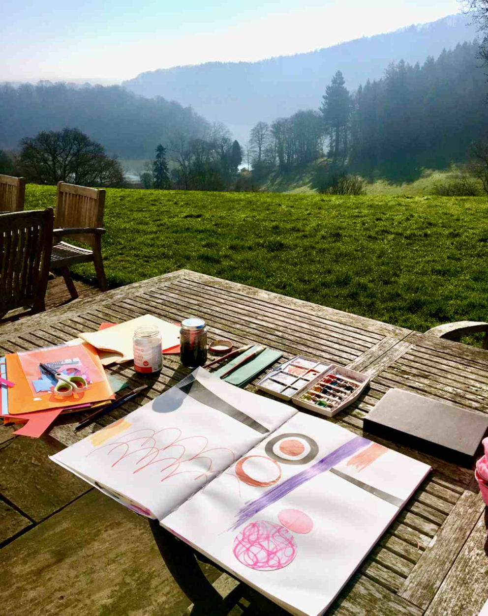 Sophia's work on the South Terrace, looking down the Dart