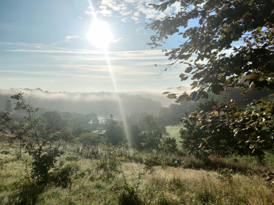 Sunrise down the River Dart valley, by retreatant Katie