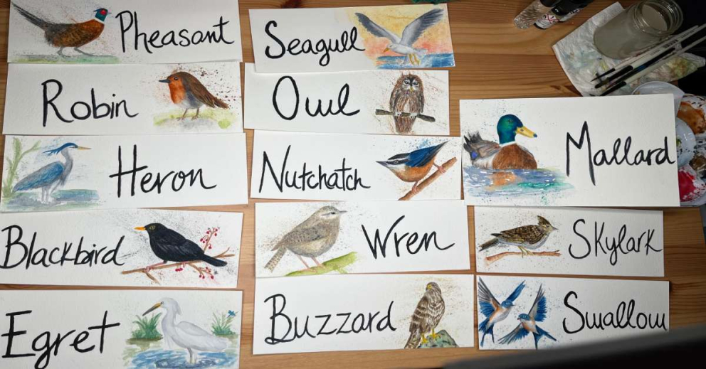 New room labels designed by artist and Barn retreatant Karen