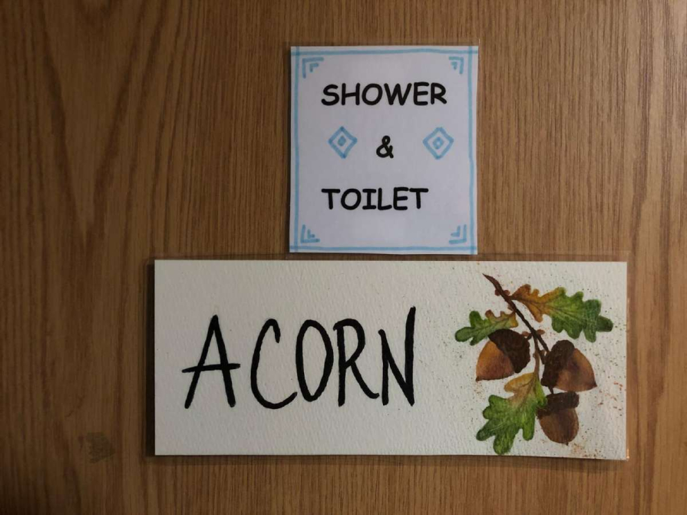 New room labels designed by artist and Barn retreatant Karen