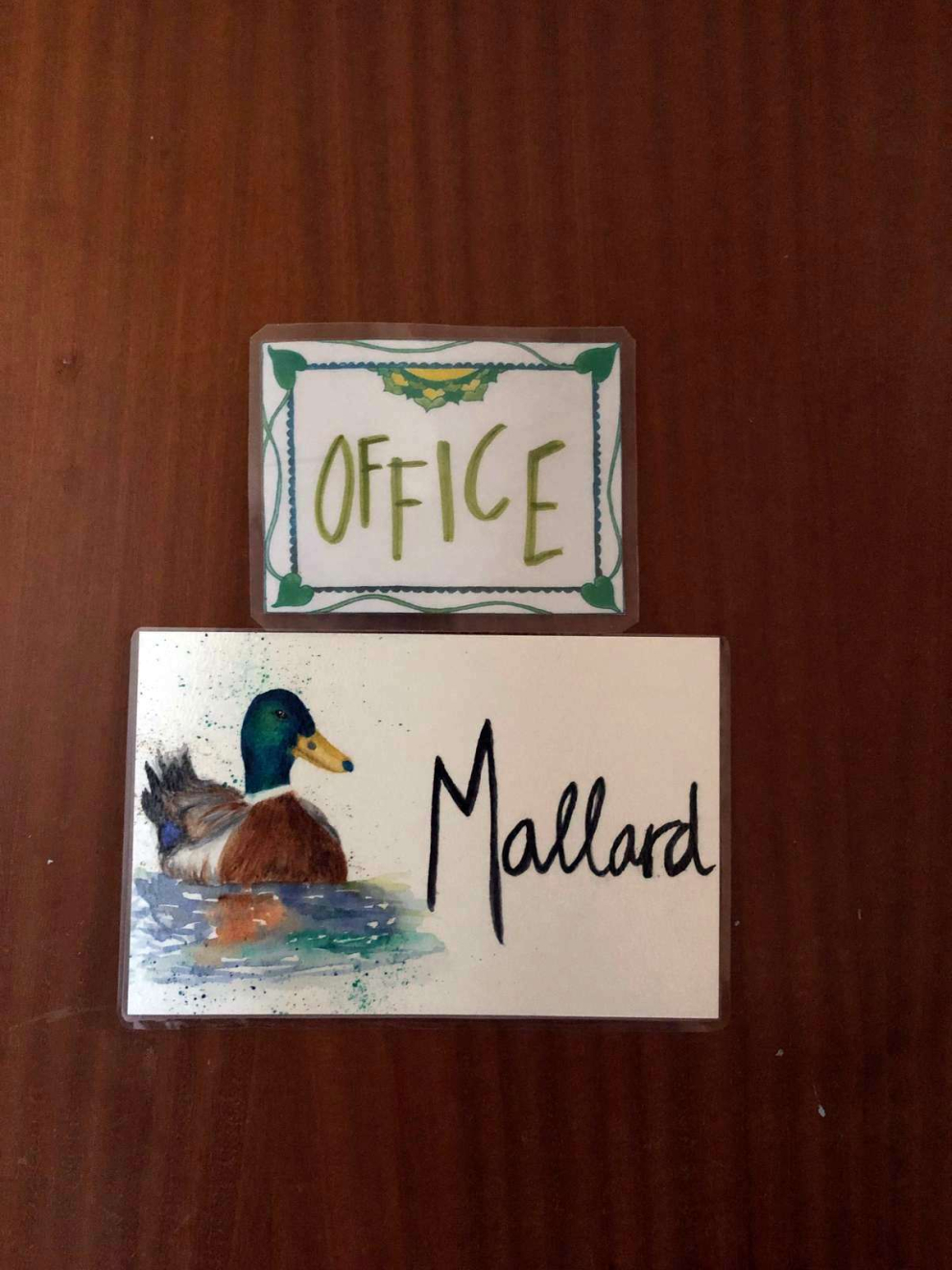 New room labels designed by artist and Barn retreatant Karen