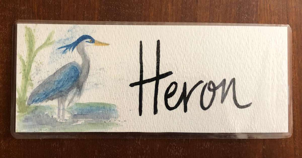 New room labels designed by artist and Barn retreatant Karen