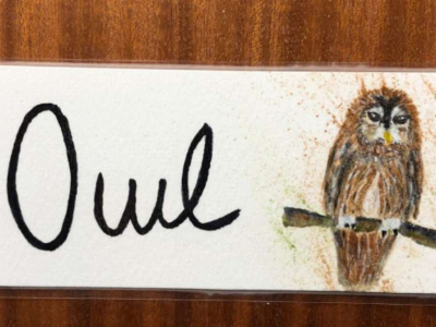 New room labels designed by artist and Barn retreatant Karen