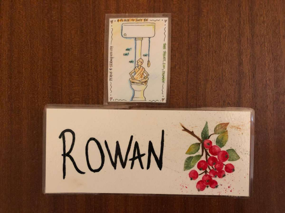 New room labels designed by artist and Barn retreatant Karen