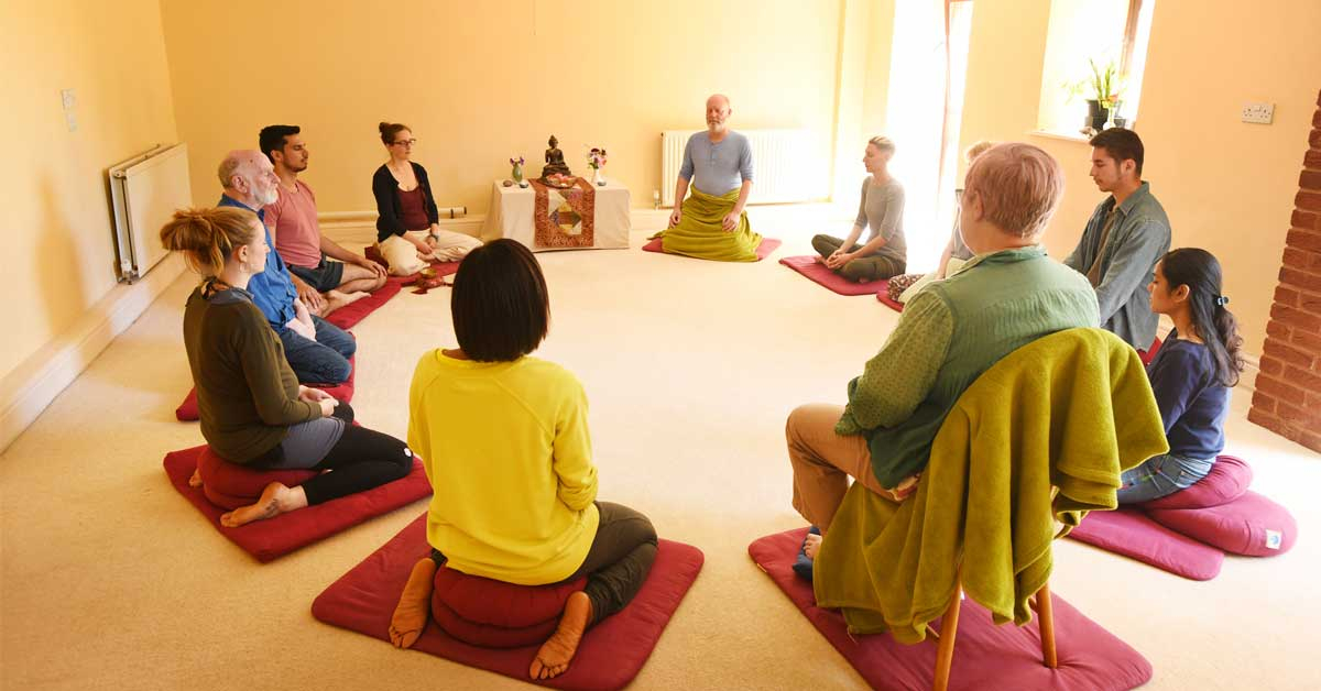 Meditation at The Barn retreat centre at Sharpham
