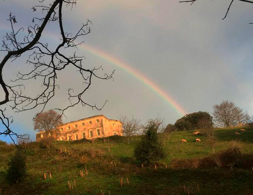Sharpham House with Rainbow