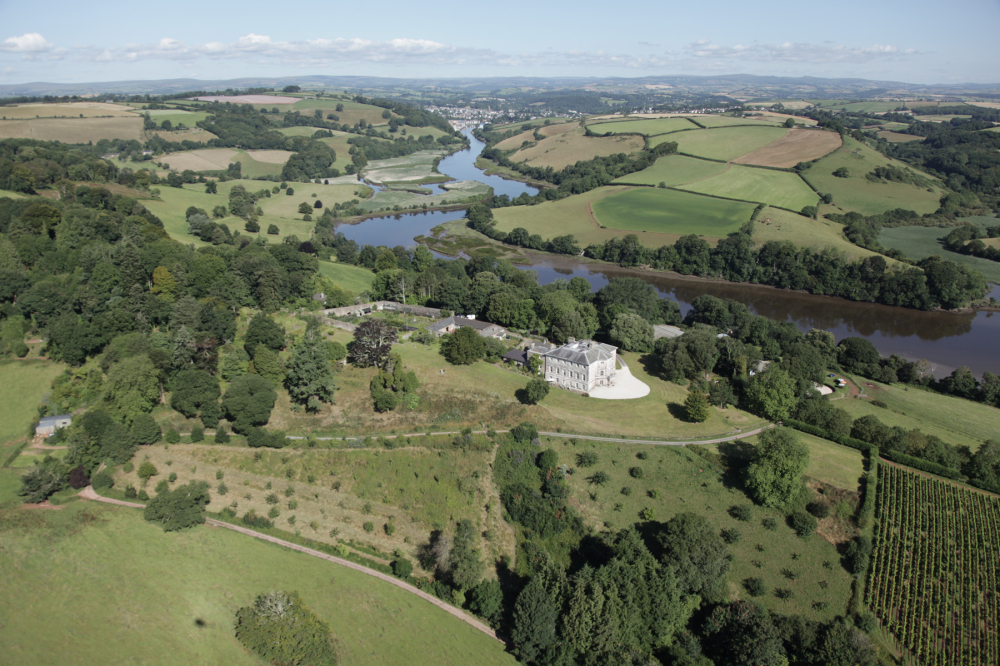 Sharpham House aerial view